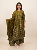 Floral Print Cotton Kurta with Palazzo and Dupatta Set