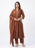 Cotton Embroidered Kurta Set with Mul Dupatta
