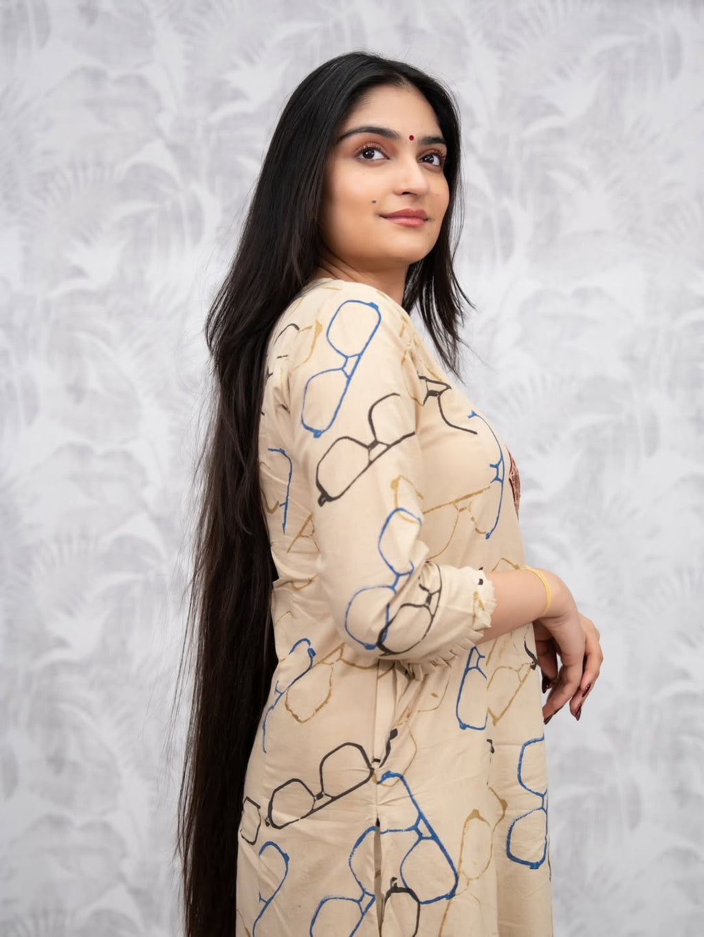 Beige Printed Kurta with Palazzo Set