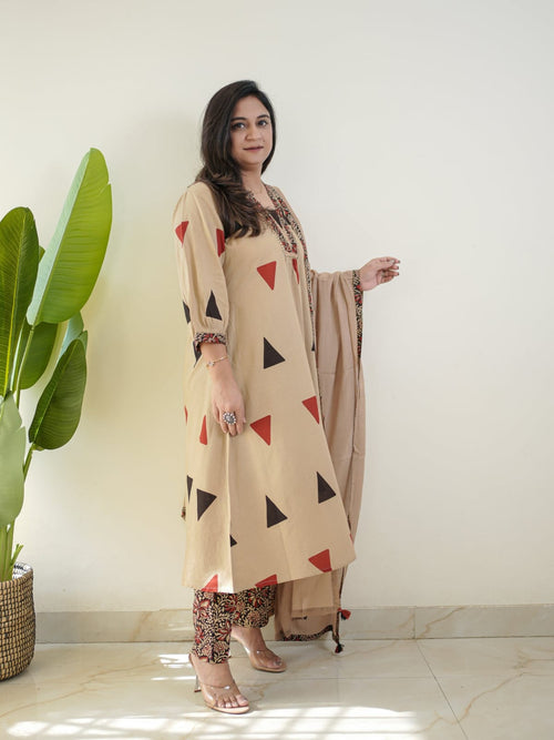 Casual & Daily Wear Printed Cotton Anarkali Suit Set