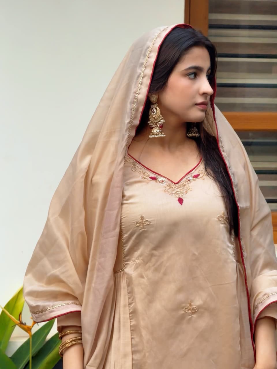 Designer Chanderi Silk Embroidered Anarkali Suit for Women