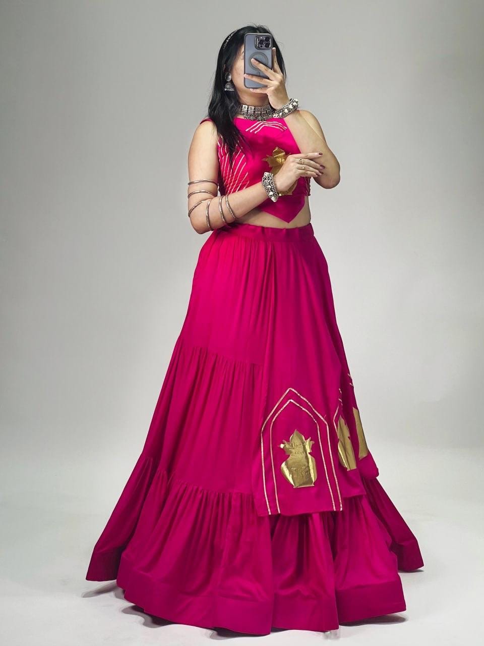 Multi Colour Tiered Lehenga Set