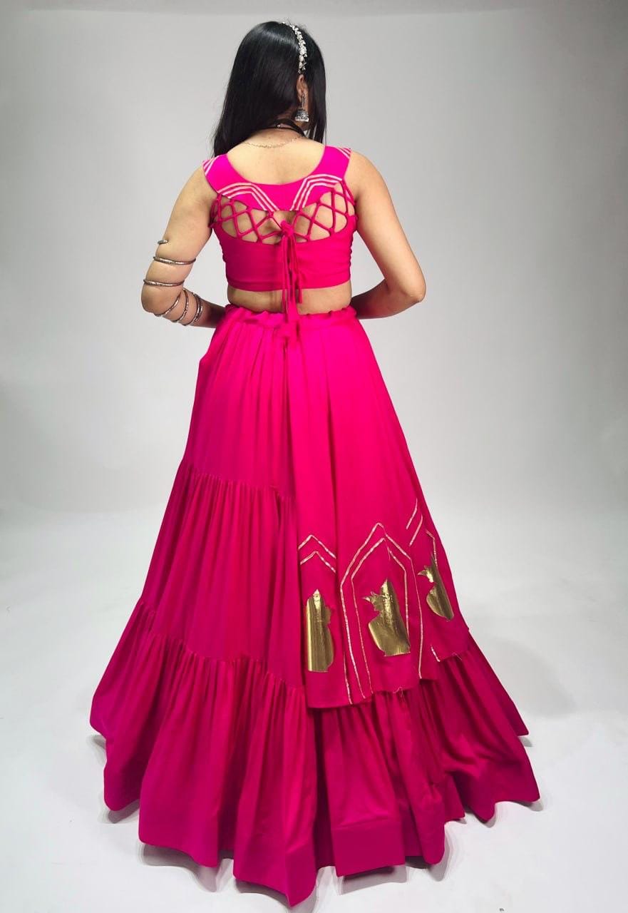 Multi Colour Tiered Lehenga Set