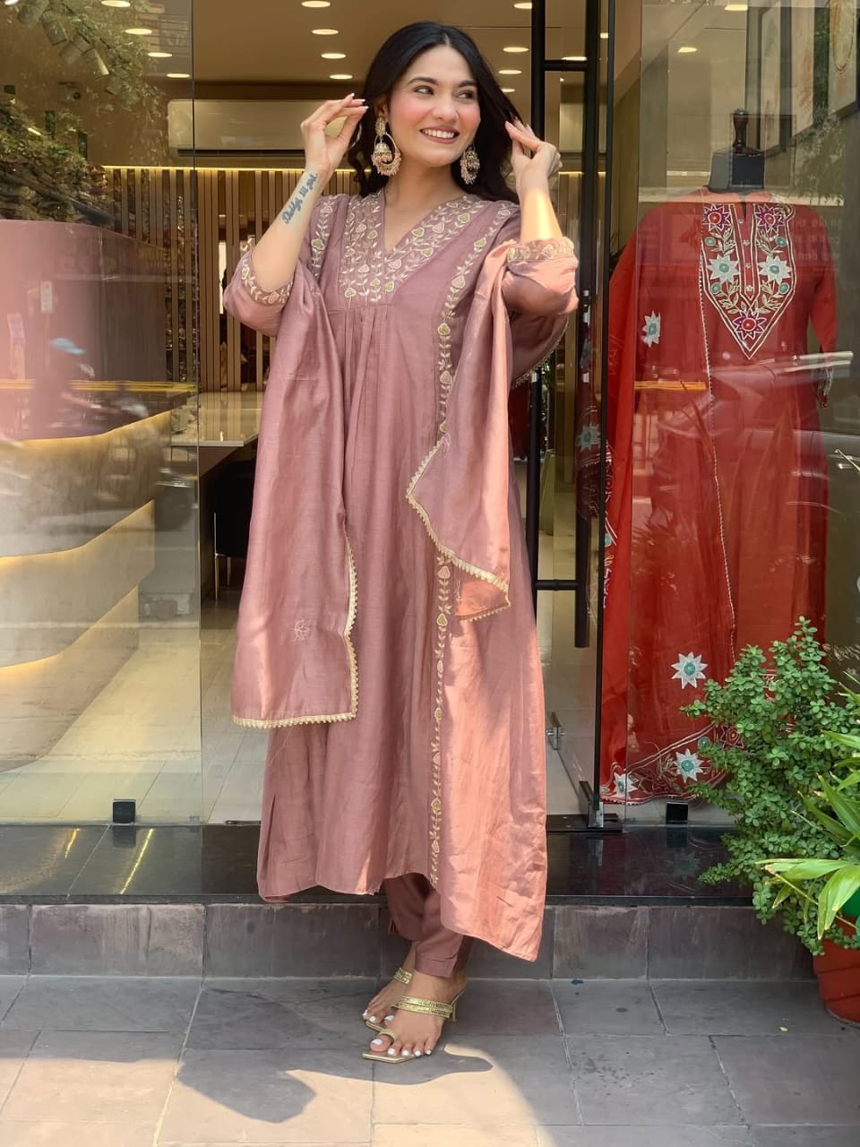 Premium Mul Chanderi Kurti Pant & Dupatta