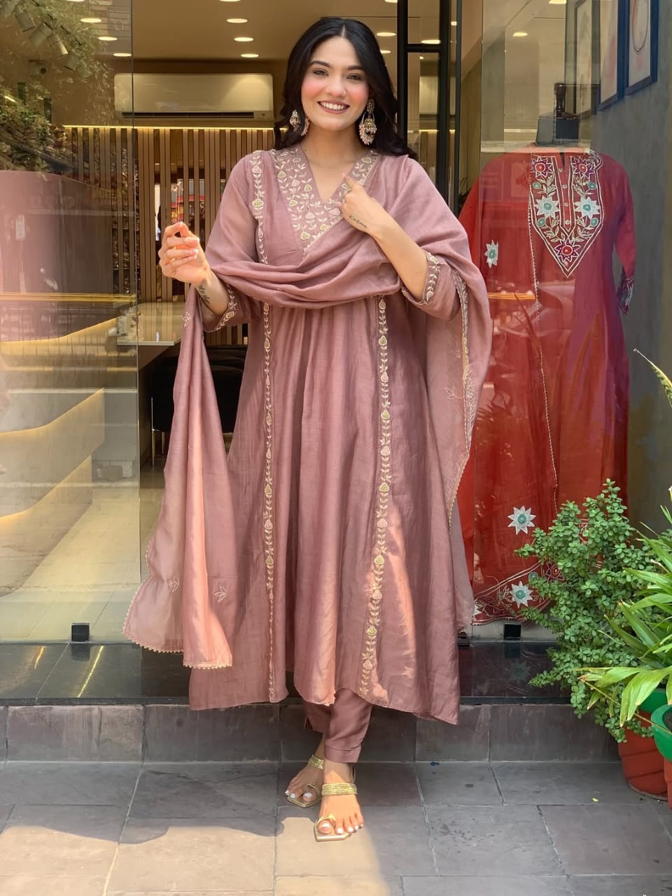 Premium Mul Chanderi Kurti Pant & Dupatta