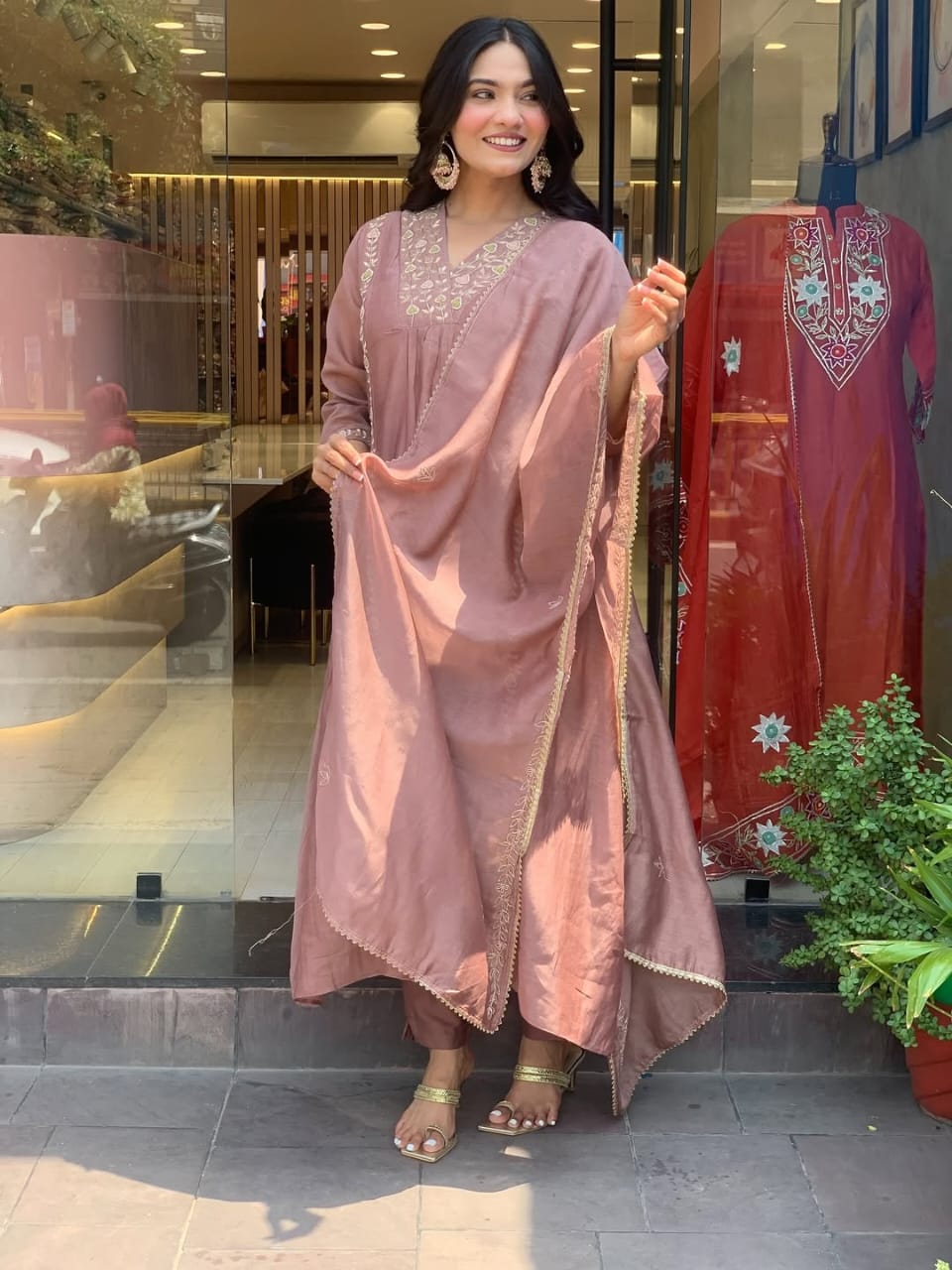 Premium Mul Chanderi Kurti Pant & Dupatta