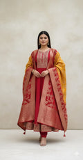 Anarkali Flared Kurti Pant Dupatta Set