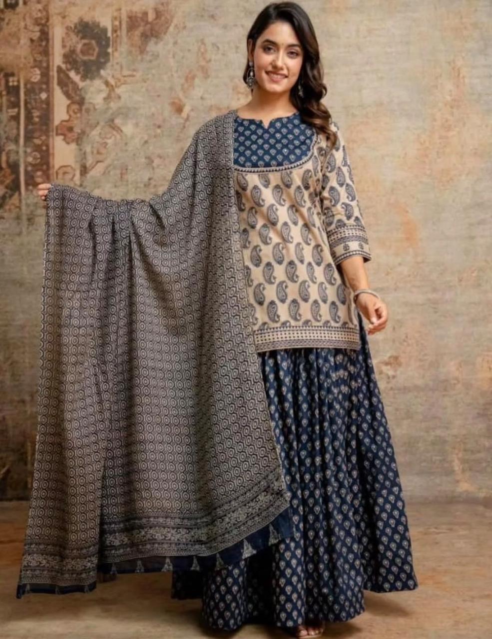 Spacial Gopi dress  Azrakh print set for fastive seesion