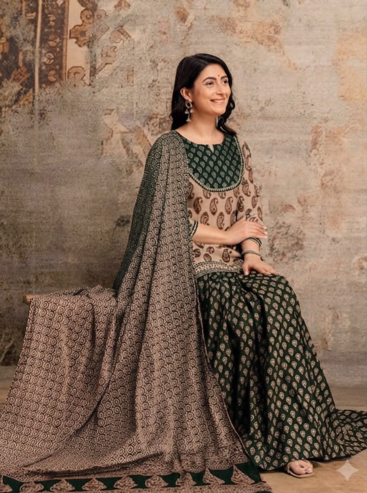 Spacial Gopi dress  Azrakh print set for fastive seesion
