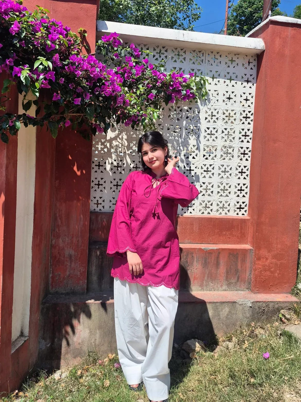 Magenta Pink Cotton Co-ord Set