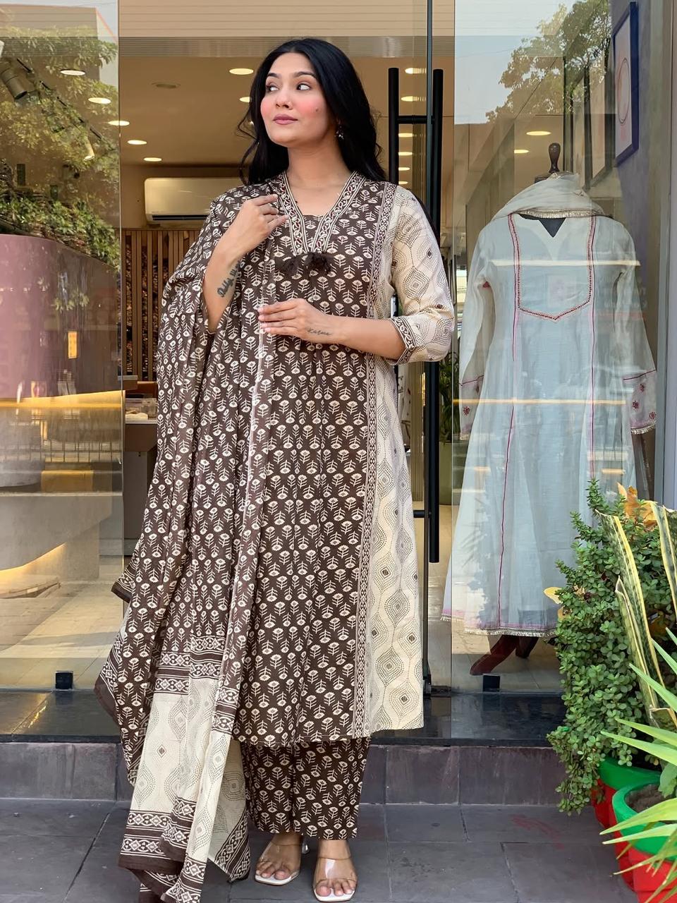 Printed Cotton Kurta Set for Women