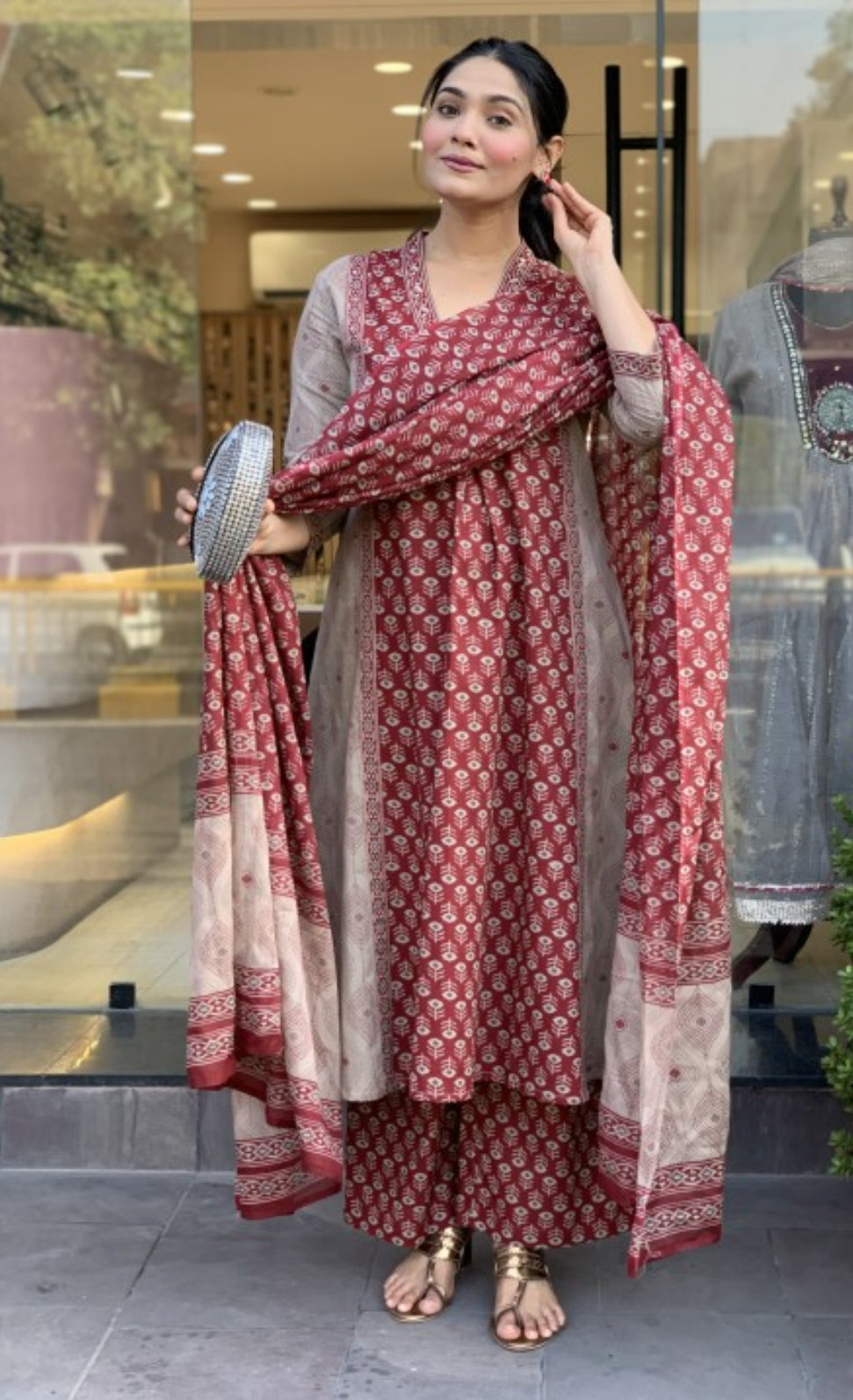 Printed Cotton Kurta Set for Women