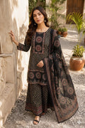 Traditional Navy Blue Block Print Cotton Sharara Set with Dupatta
