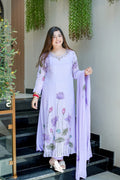 Premium Chinon 3-Piece Kurti Set with Hand Work